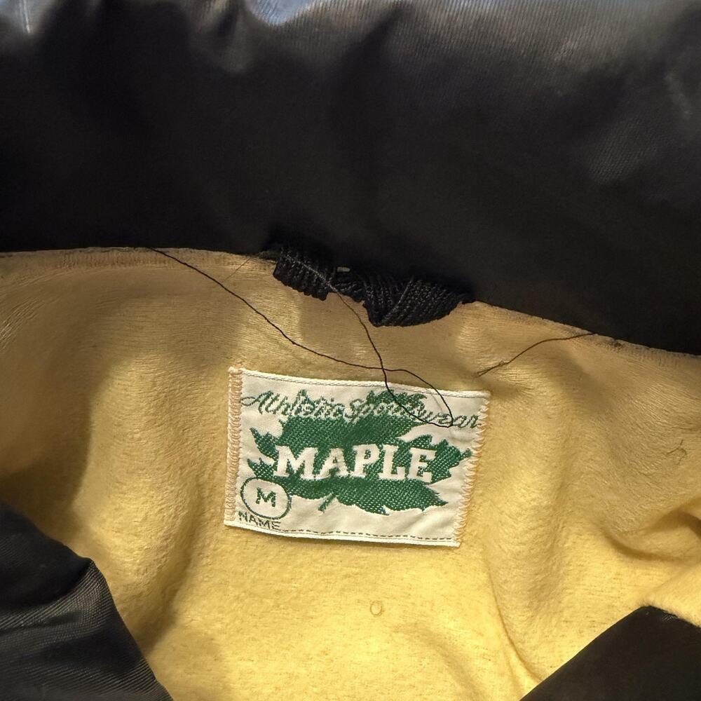 Vintage Maple Jacket Mens Medium Black Yellow Softball 1977 Champs Windbreaker - Picture 10 of 13